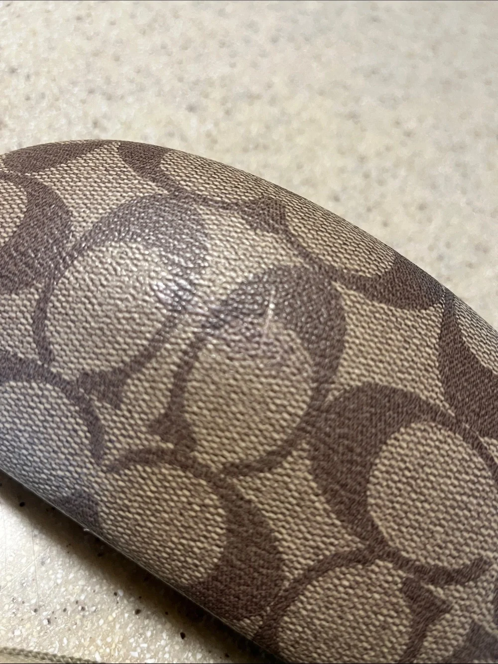 Coach Signature Monogram Cosmetic Pouch & Eyeglass Case in Taupe